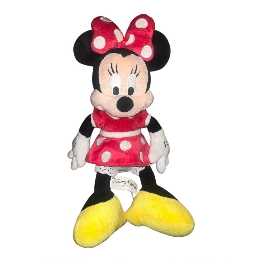 Disney Parks Minnie Mouse Plush Toy Stuffed Red Dress 18" EUC